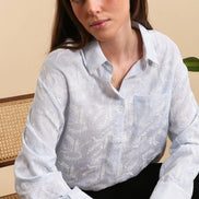 Floral Embroidery Striped Shirt