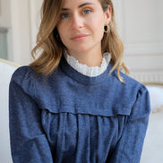 Ruffled Collar Blue Blouse