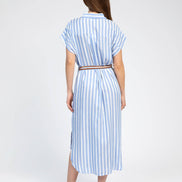 Embroidered Striped Blue Dress