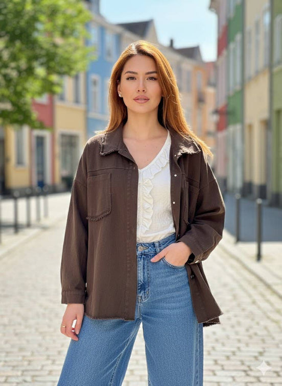 Graphic Print Oversized Jacket