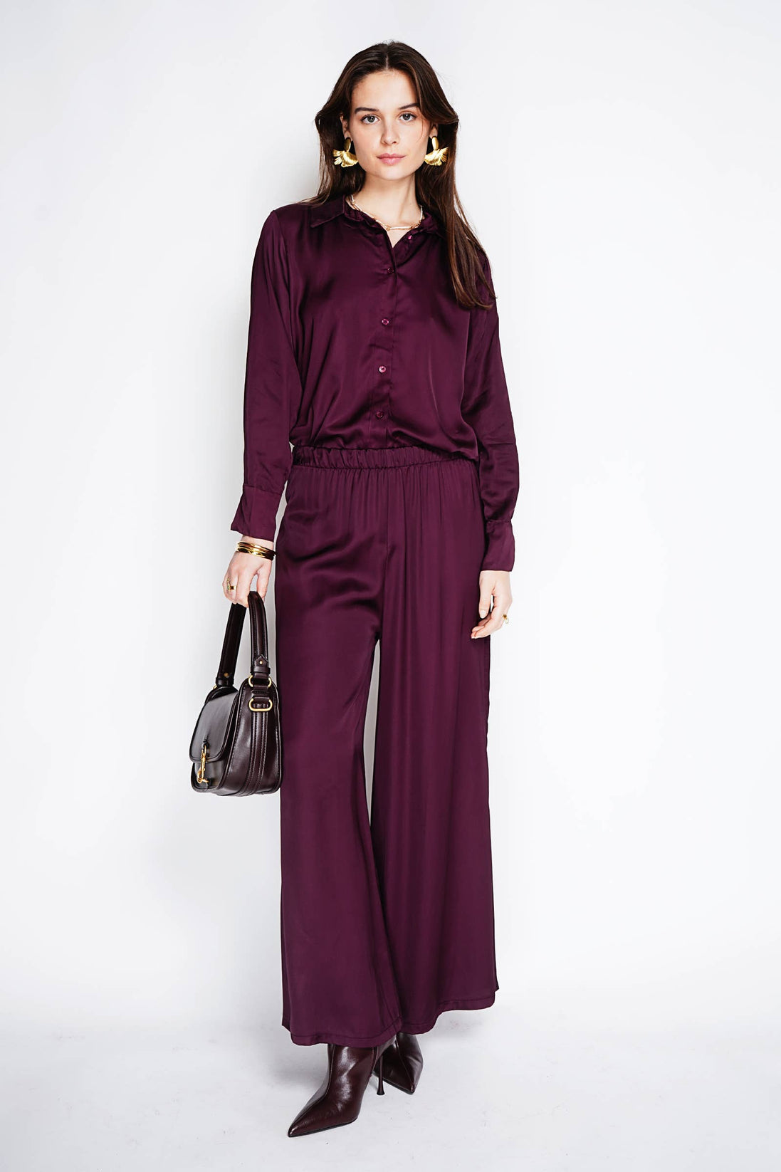 Wine Satin Set