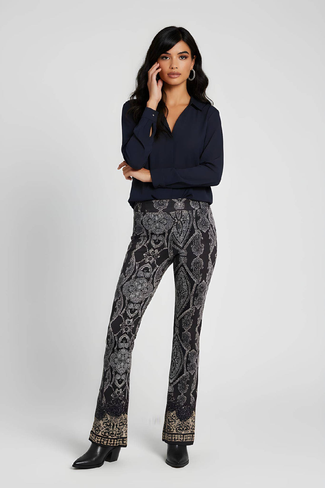 Printed Flare Cotton Pants