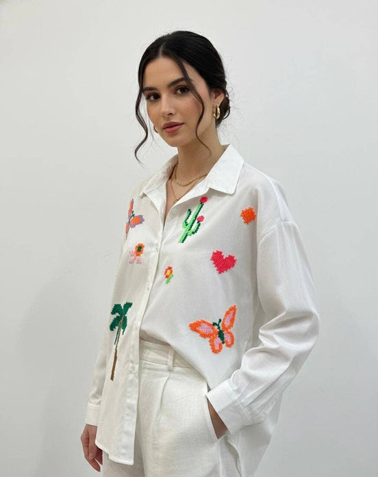 Embroidered White Shirt