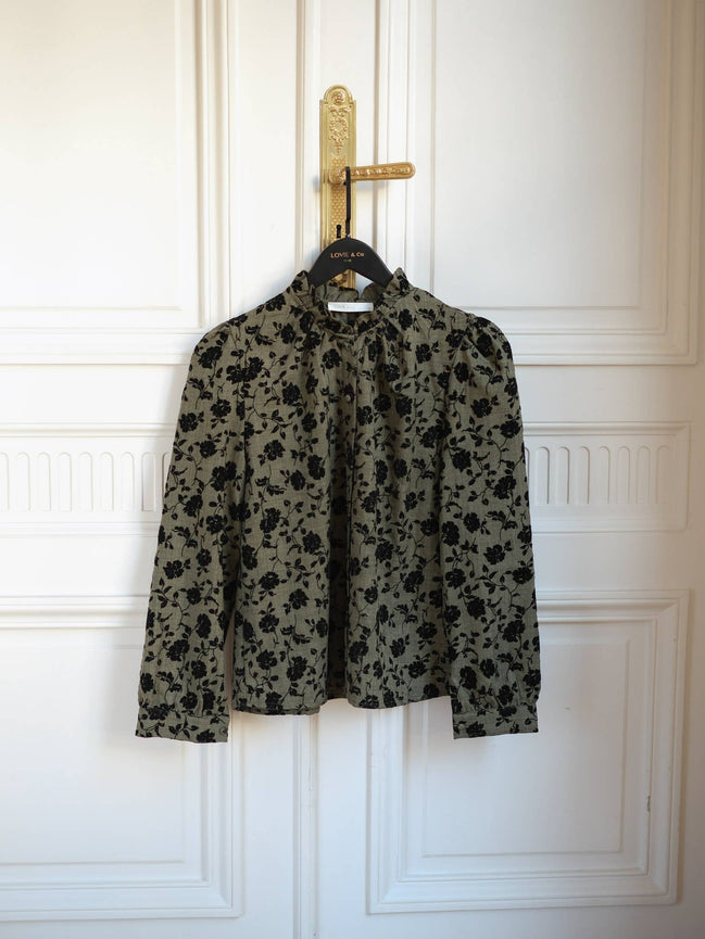 Textured Floral Velvet Blouse