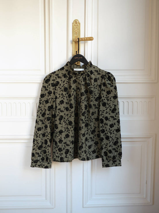 Textured Floral Velvet Blouse