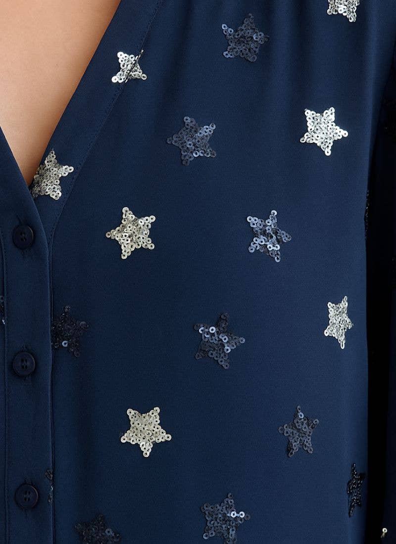 Sequin Stars Navy Shirt