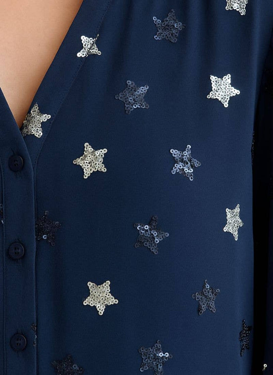 Sequin Stars Navy Shirt