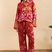 Loose Printed Shirt and Pants Set