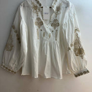 Bohemian and Bordered Cotton Blouse