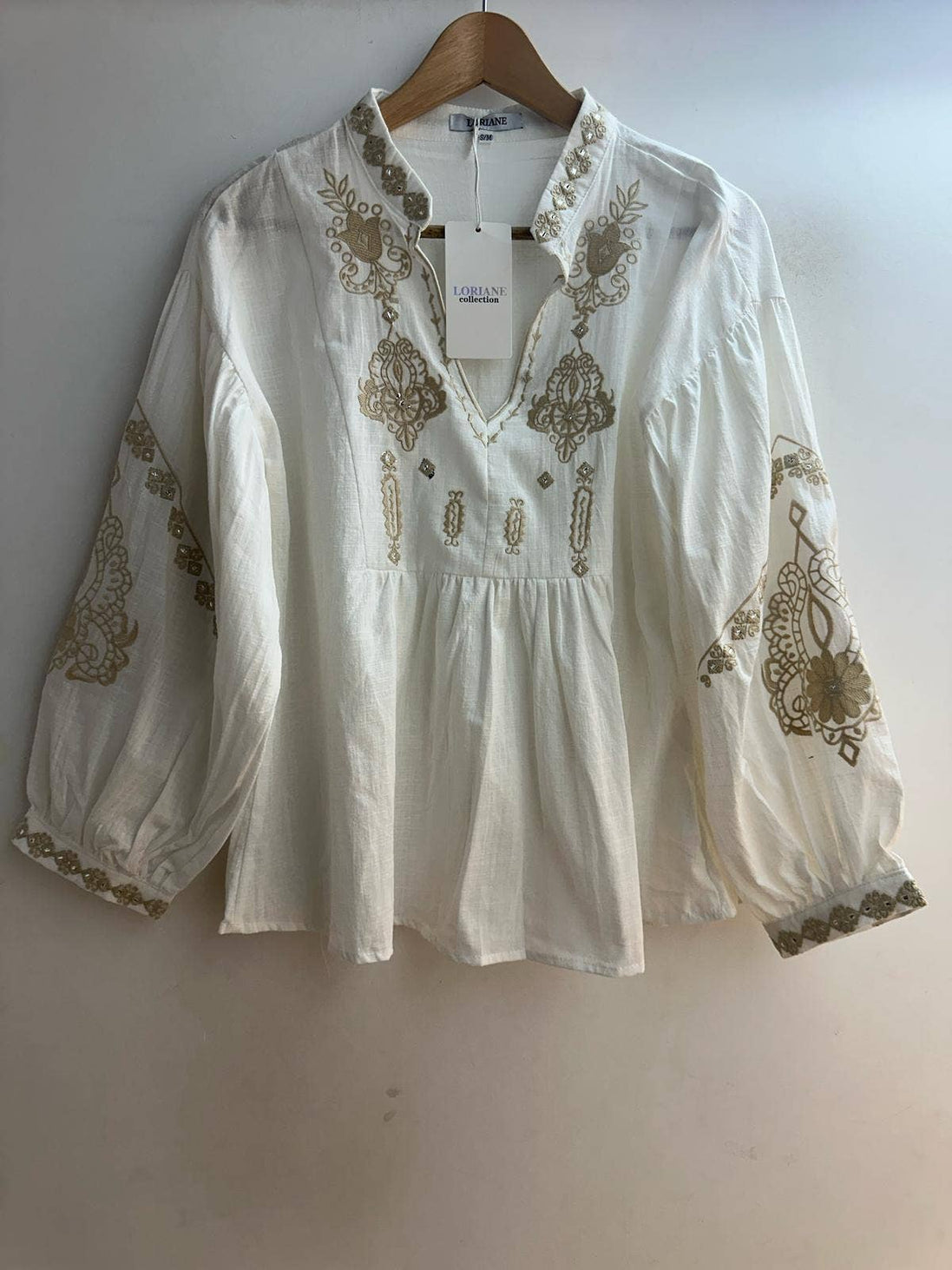 Bohemian and Bordered Cotton Blouse