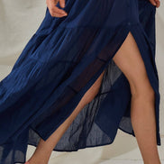 Navy Trimmed Maxi Dress
