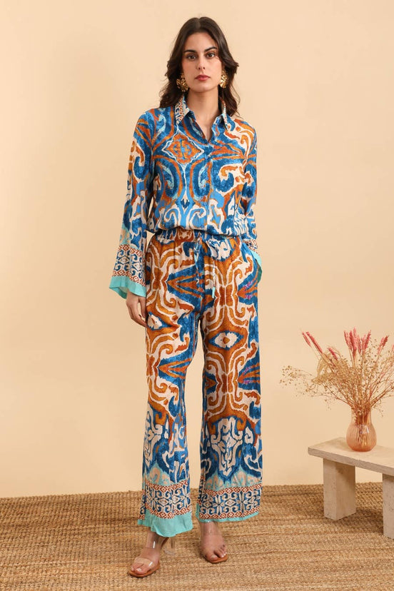 Loose Printed Shirt and Pants Set
