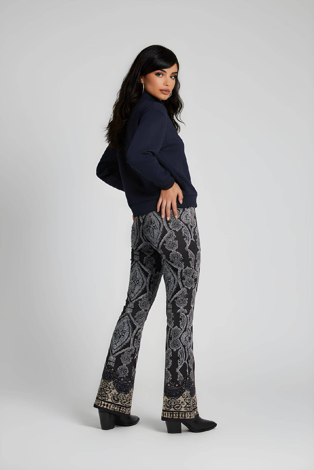 Printed Flare Cotton Pants