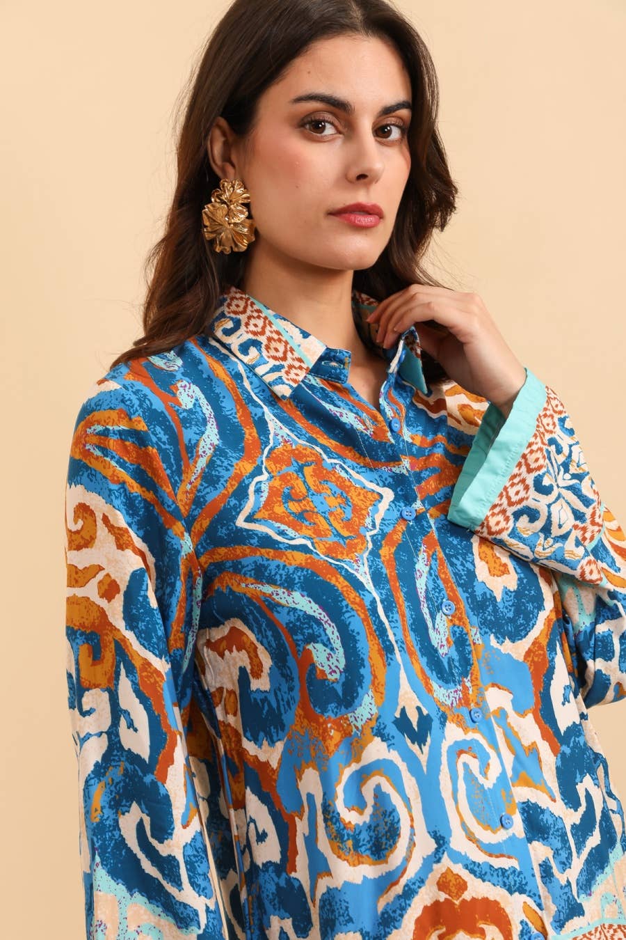 Loose Printed Shirt and Pants Set