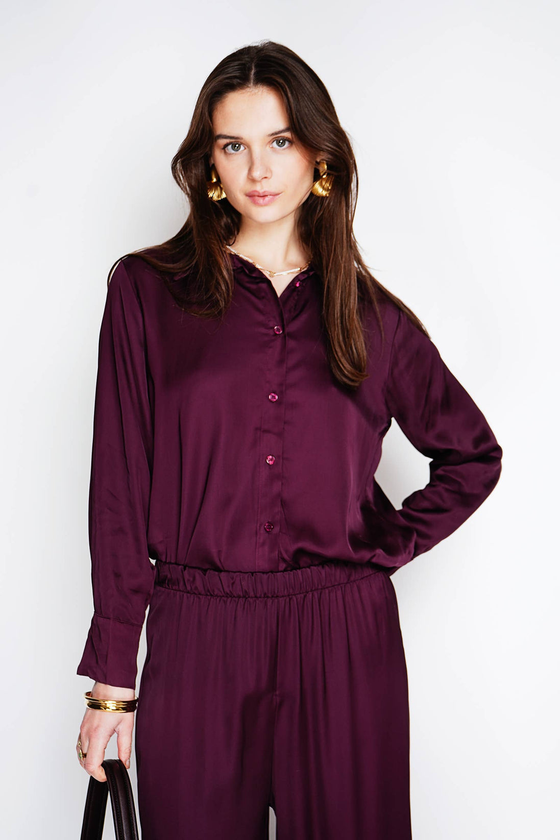 Wine Satin Set
