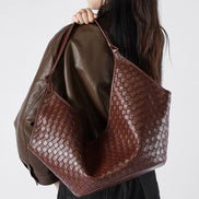 Woven Leather Large Handbag