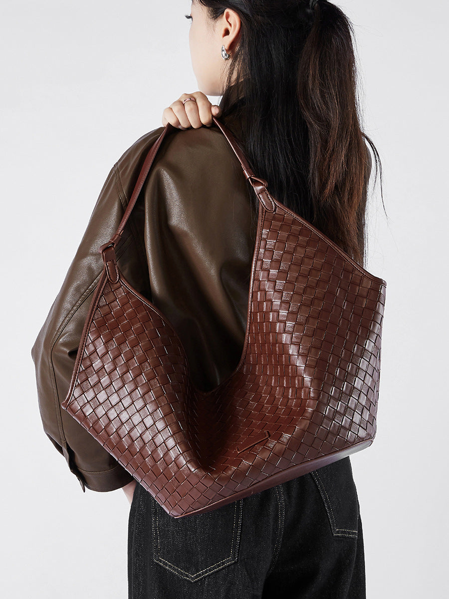 Woven Leather Large Handbag