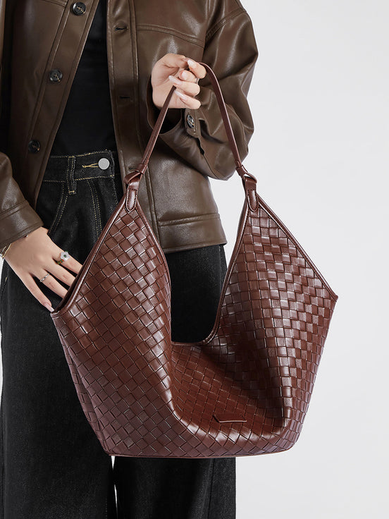 Woven Leather Large Handbag