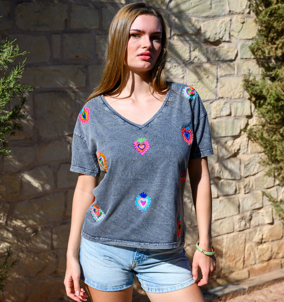 Washed Embroidered T-Shirt