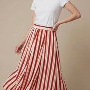 Striped Red Long Skirt