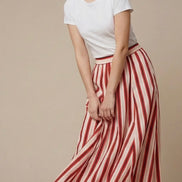 Striped Red Long Skirt