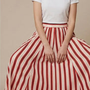 Striped Red Long Skirt