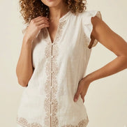 Beige Embroidered Shirt