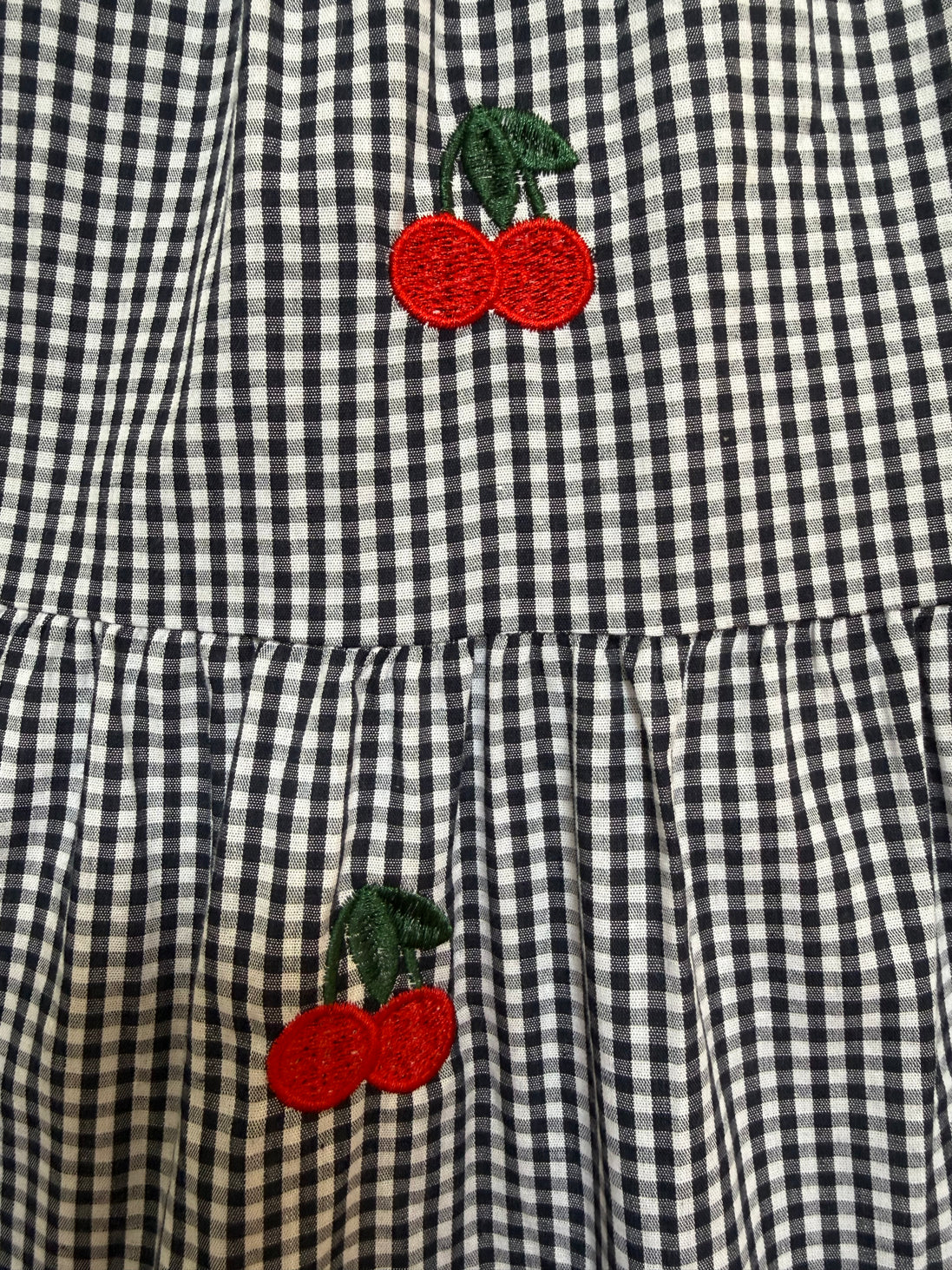 Vichy Cherry Embroidered Dress