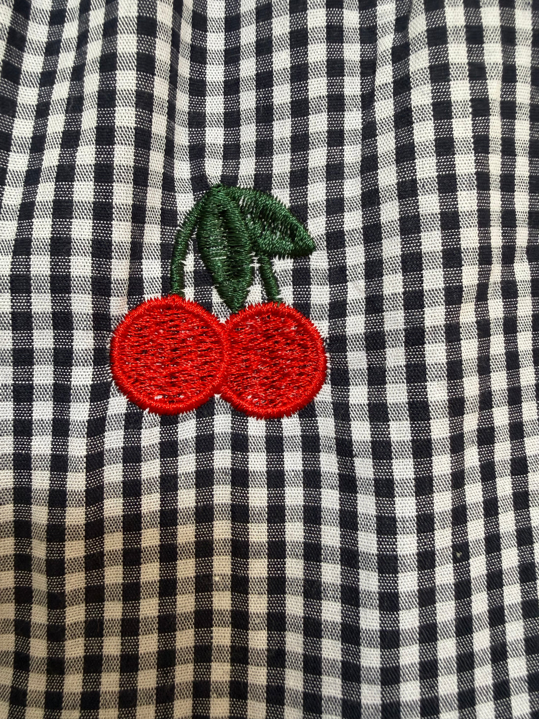 Vichy Cherry Embroidered Dress