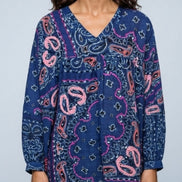 Blue & Fluo Pink Wide Blouse