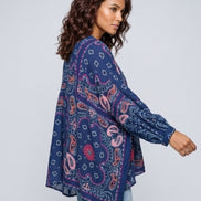 Blue & Fluo Pink Wide Blouse