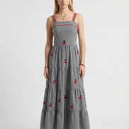 Vichy Cherry Embroidered Dress