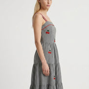 Vichy Cherry Embroidered Dress