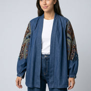Denim and Sequin Open Kimono
