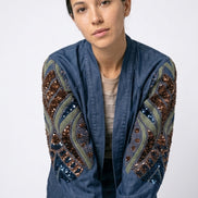 Denim and Sequin Open Kimono