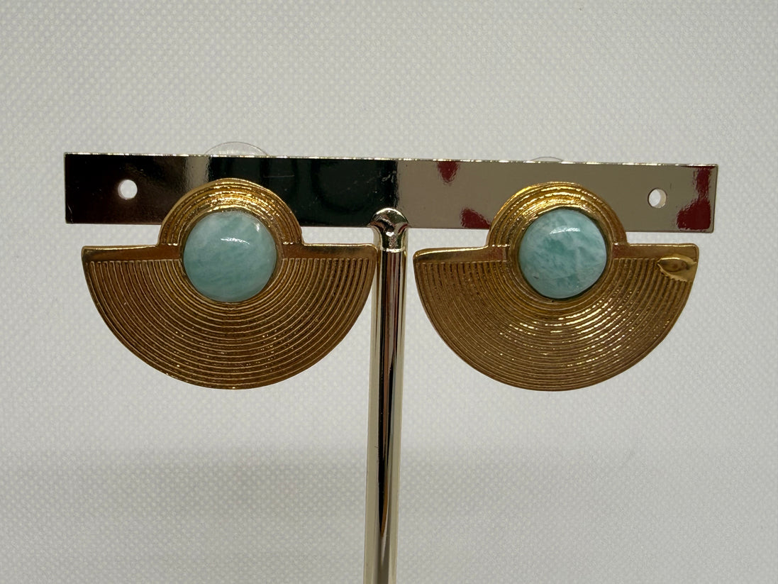 Fan Shape Natural Stone Earrings