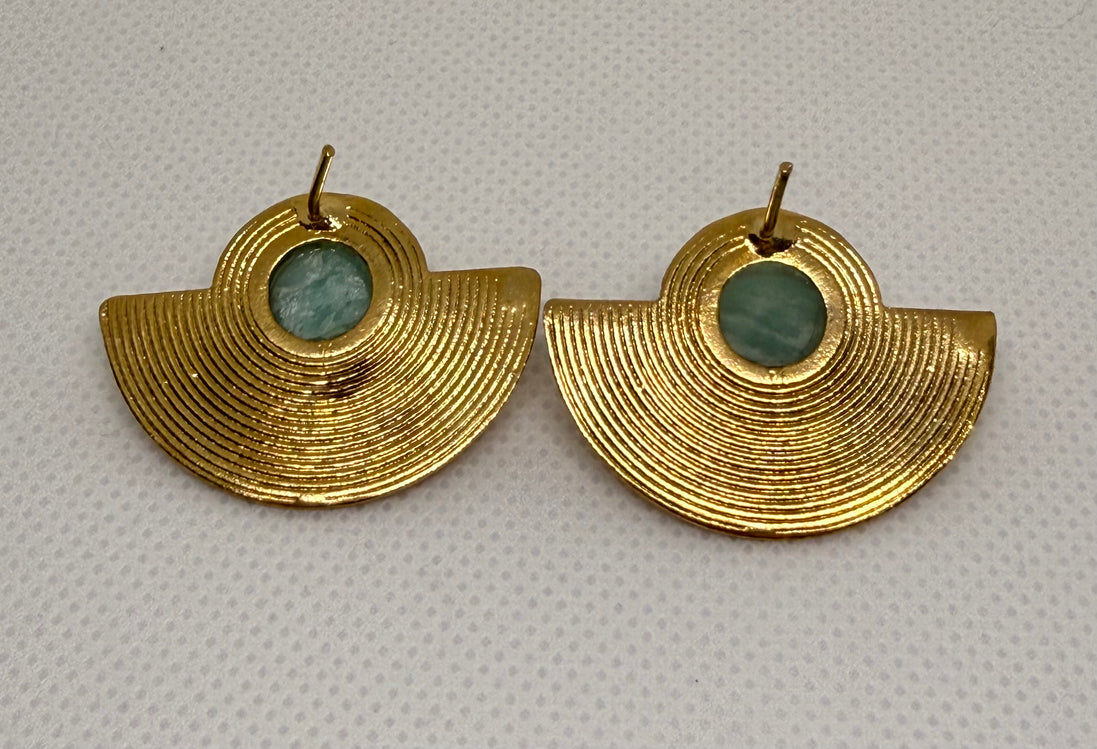 Fan Shape Natural Stone Earrings