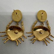 Golden Crab & Natural Stone Earrings