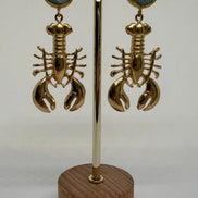 Golden Lobster & Natural Stone Earrings