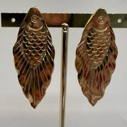 Golden Fish Chizeled Earrings