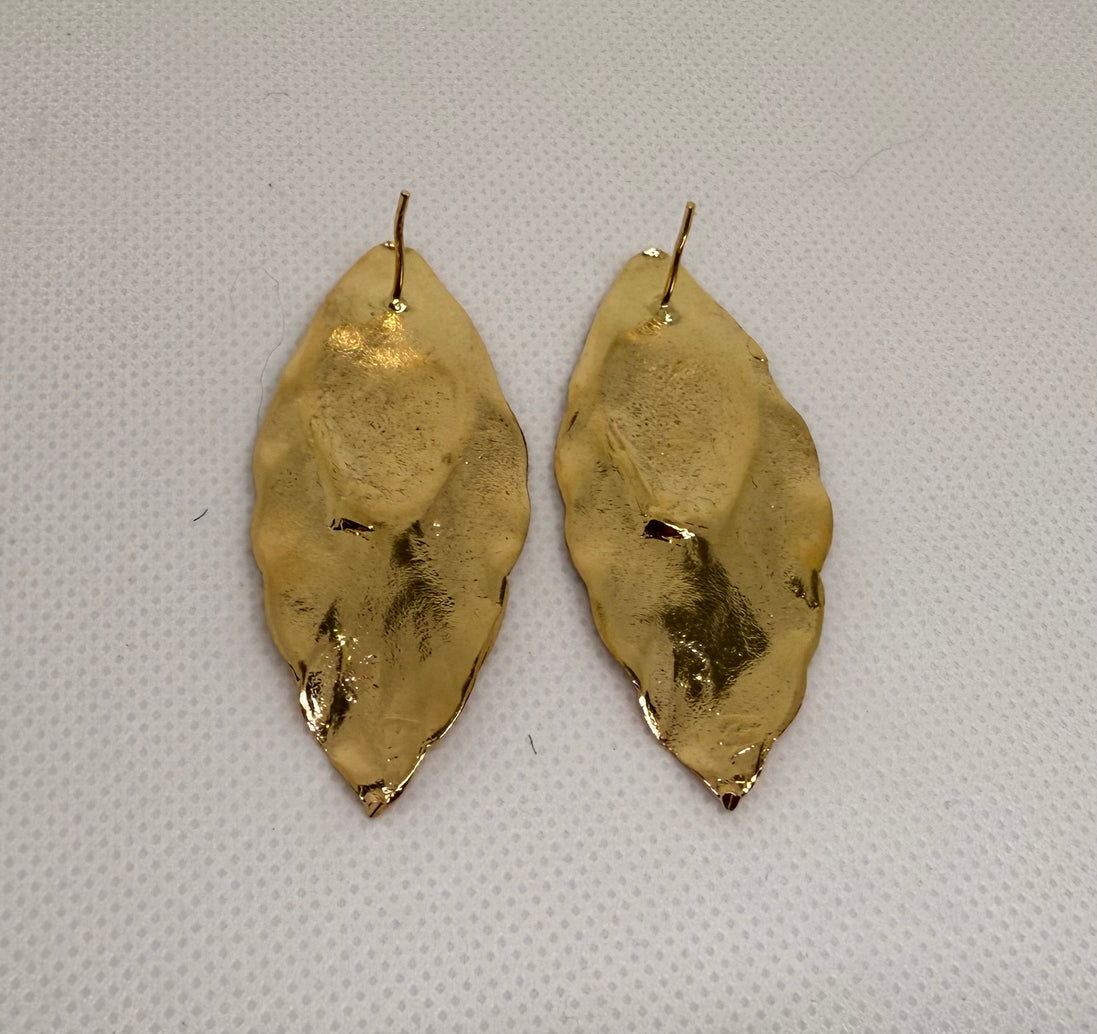 Golden Fish Chizeled Earrings