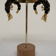Black Enamel Shrimp Earrings
