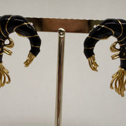 Black Enamel Shrimp Earrings