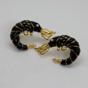 Black Enamel Shrimp Earrings