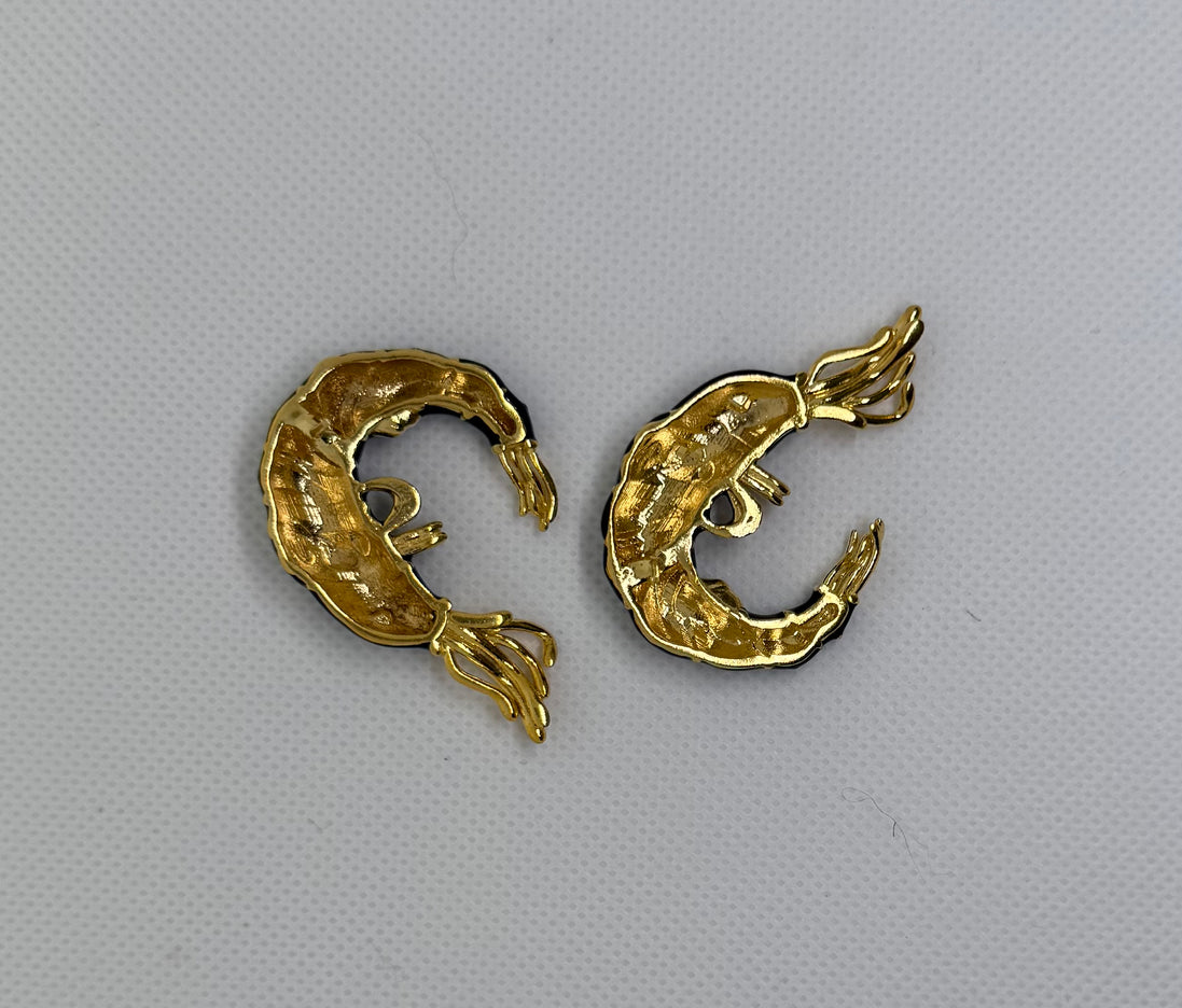 Black Enamel Shrimp Earrings