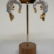 White Enamel Shrimp Earrings