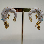 White Enamel Shrimp Earrings