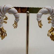 White Enamel Shrimp Earrings