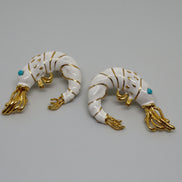White Enamel Shrimp Earrings