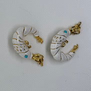 White Enamel Shrimp Earrings